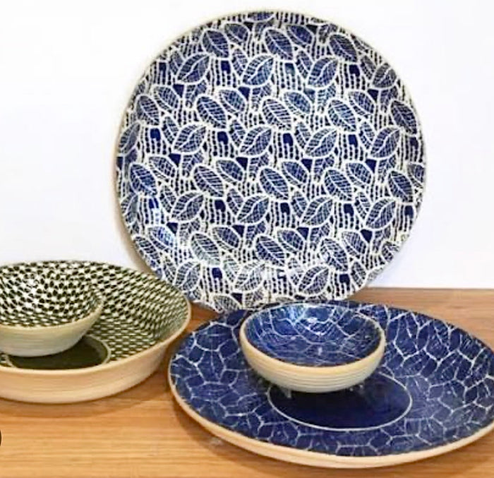 Terrafirma Ceramics Statement Platter, Cobalt Topiary