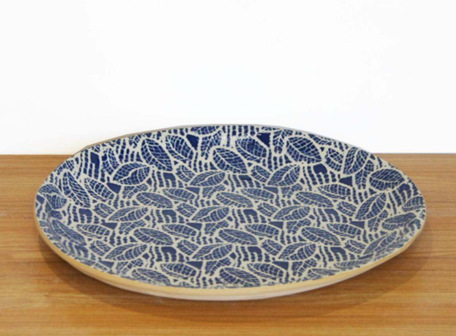 Terrafirma Ceramics Statement Platter, Cobalt Topiary