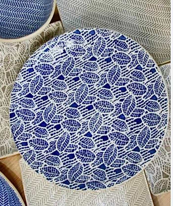 Terrafirma Ceramics Statement Platter, Cobalt Topiary