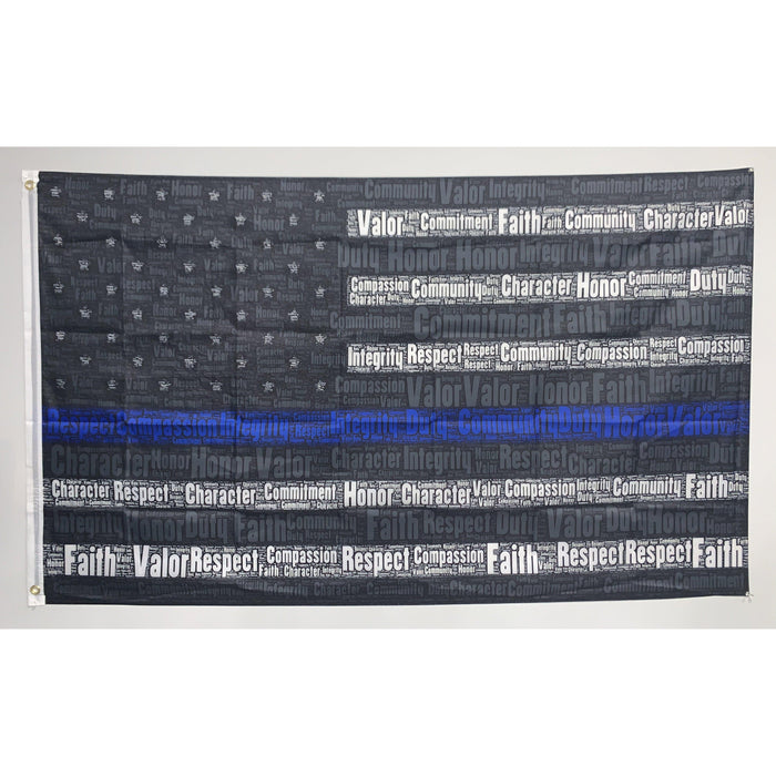 Thin Blue Line Word Flag.