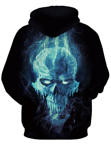 Unisex 3D Print Long Sleeve Lightweight Skull Hoodie