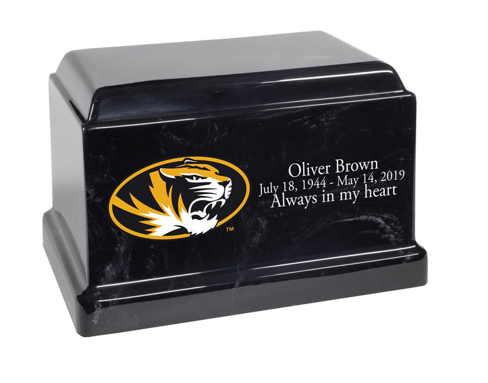 University of Missouri Tigers Black Cultured Marble Urn - CMUNMZ100