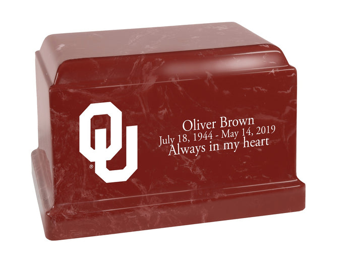 University of Oklahoma Sooners Red Cultured Marble Urn - CMUOK100