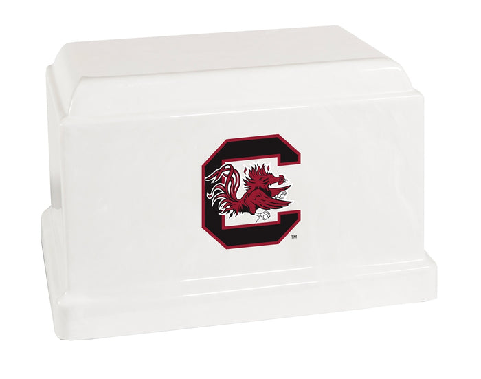 University of South Carolina Gamecocks White Cultured Marble Urn - CMSCG100