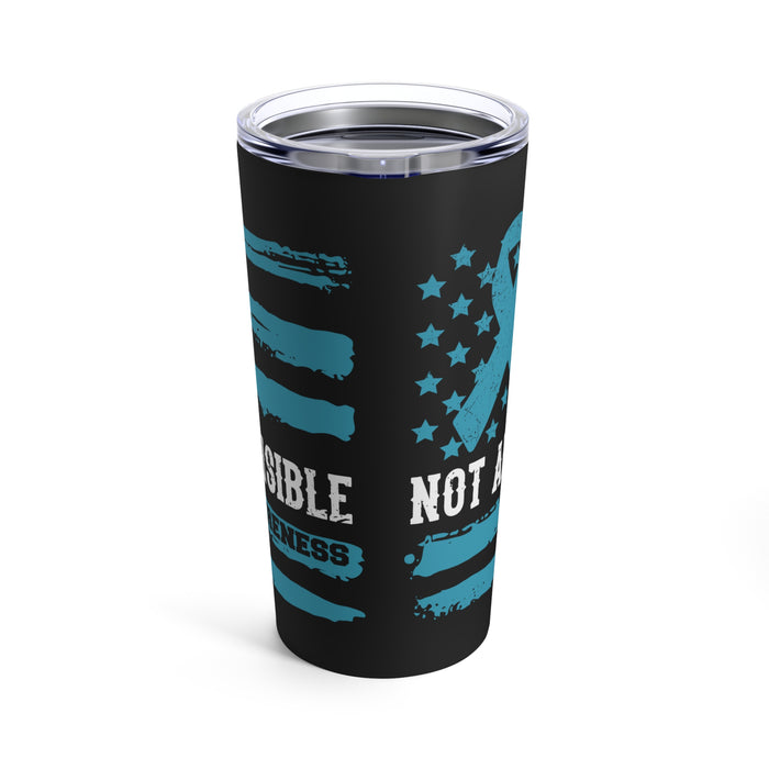 Unveiling the Unseen: 20oz Tumbler with Black Background and 'PTSD - Not All Wounds Are Visible