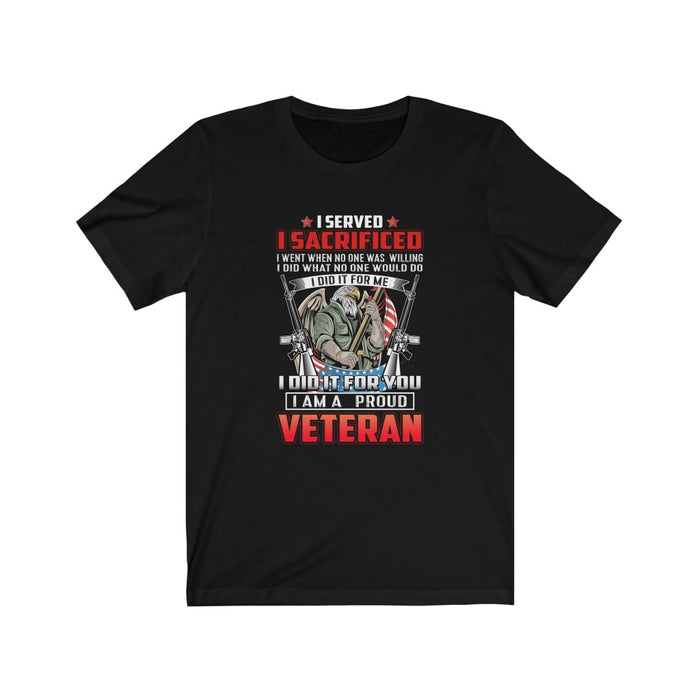 US Military I'M A Proud Veteran Unisex Short Sleeve Shirt.
