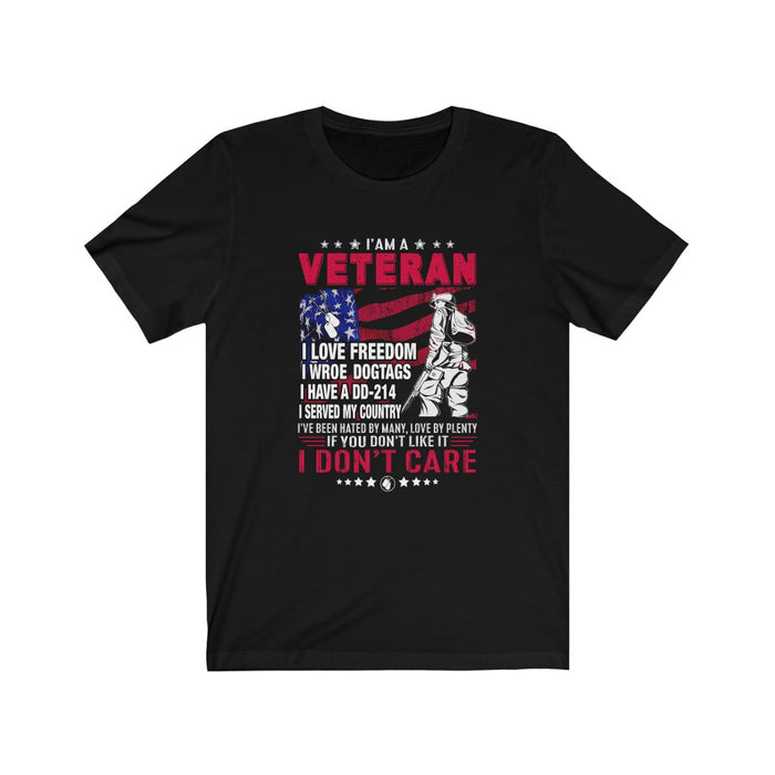 US Military I'M A Veteran I Love Freedom Unisex Short Sleeve Shirt.