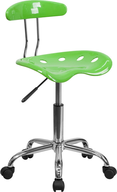 Vibrant Apple Green and Chrome Task Chair with Tractor Seat