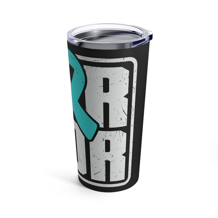 Warrior Spirit: 20oz Stainless Steel Tumbler with PTSD Awareness Ribbon - A Tribute to Resilience & Courage