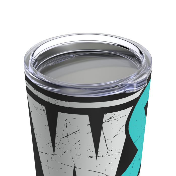 Warrior's Resolve: 20oz Tumbler with Black Background and 'PTSD Awareness - I Wear Teal' Design